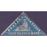 STAMPS : SOUTH AFRICA : 1861 4d Blue WOODBLOCK,
