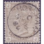 STAMPS : GREAT BRITAIN : 1880 4d Grey Brown superb used example,