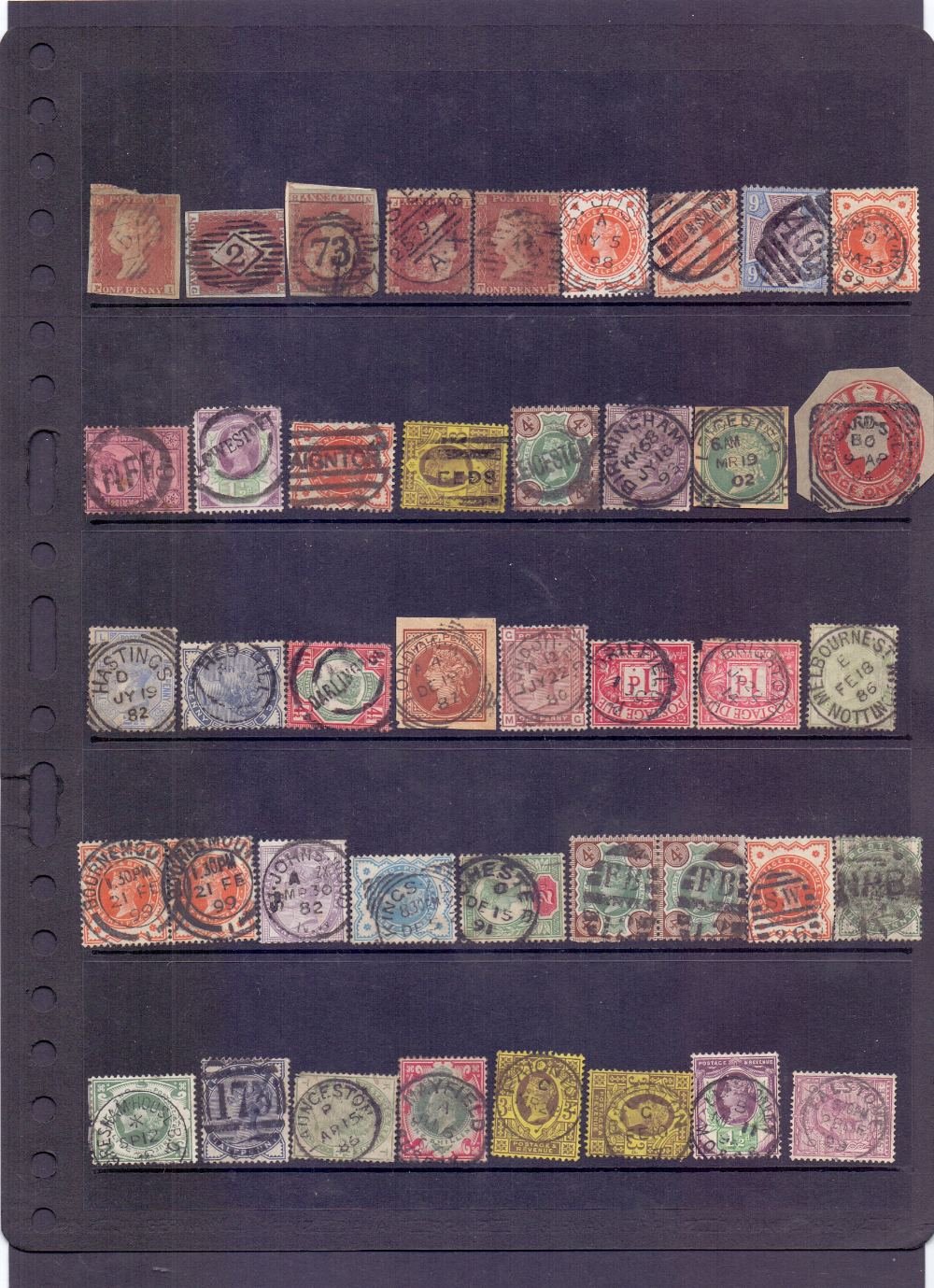 STAMPS : GREAT BRITAIN : Postmark collection of stamps and covers including postal stationery on - Image 2 of 3