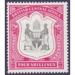 STAMP S: British Central Africa 1897 4/- Black and Carmine,