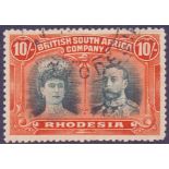 STAMPS : RHODESIA : 1910 10/- Blue-Green and Orange,