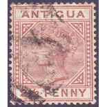 ANTIGUA STAMPS : 1879 2 1/2d Red Brown "Large 2 in 2 1/2 with slanting foot",