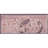 STAMPS : GREAT BRITAIN : 1884 £1 Brown-Lilac,