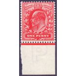 STAMPS : GREAT BRITAIN : 1902 1d Intense Bright Scarlet.