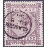 STAMPS : GREAT BRITAIN : 1878 £1 Brown Lilac,