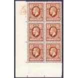 STAMPS : GREAT BRITAIN : 1935 5d Yellow Brown photogravure Z36 cylinder 5 no dot,