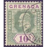 STAMPS : GRENADA : 1902 10/- Green and Purple fine used SG 66