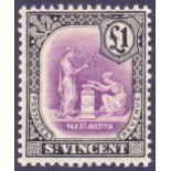 STAMPS : ST VINCENT: 1913 £1 Mauve and Black,