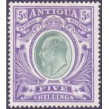 ANTIGUA STAMPS : 1907 5/- Grey-Green and Violet (chalky),