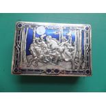 COINS : Small blue and silver tin with old coins