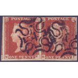 STAMPS : GREAT BRITAIN : 1841 1d Red use