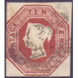 STAMPS : GREAT BRITAIN : 1847 10d Emboss