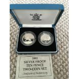 COINS : 1992 UK 10p Silver two coin proo
