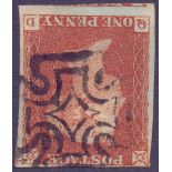 STAMPS : GREAT BRITAIN : 1841 1d Red pla