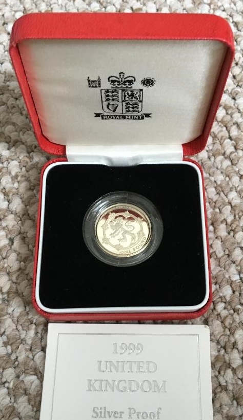 COINS : 1999 £1 PIEDFORT silver proof co