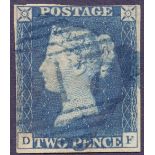 STAMPS : 1840 2d Blue plate 1 lettered D