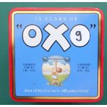 COINS : Blue Oxo tin with mixed World co