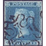 STAMPS : GREAT BRITAIN : 1841 2d Blue, s