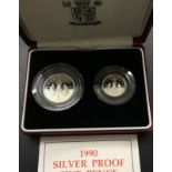 COINS : 1990 UK Silver Proof 5p two coin