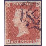 STAMPS : GREAT BRITAIN : 1841 1d Red pla