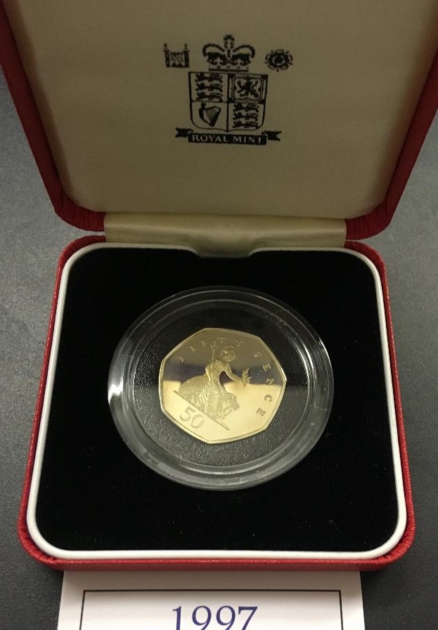 COINS : 1997 UK 50p Piedfort silver proo