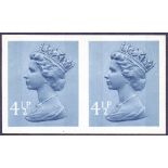 GREAT BRITAIN STAMPS : 1973 4 1/2p grey-blue Machin, U/M imperf pair, SG X865a.