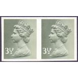 GREAT BRITAIN STAMPS : 1971 3 1/2p olive-grey Machin, U/M imperf pair, SG X858a.