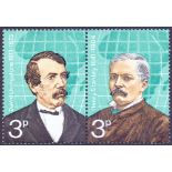 GREAT BRITAIN STAMPS : 1973 Explorers 3p unmounted mint pair with MISSING GOLD HEAD,