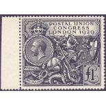 GREAT BRITAIN STAMPS : 1929 PUC £1 unmounted mint marginal single in Westminster presentation