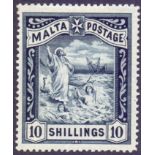 STAMPS MALTA : 1899 10/- Blue Black,