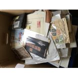 STAMPS : WORLD, box with stockbooks, packets, loose stamps etc. with covers, fiscals, revenues etc.