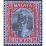 STAMPS MALAYA : PERAK 1940 $1 Black and Red/Blue,