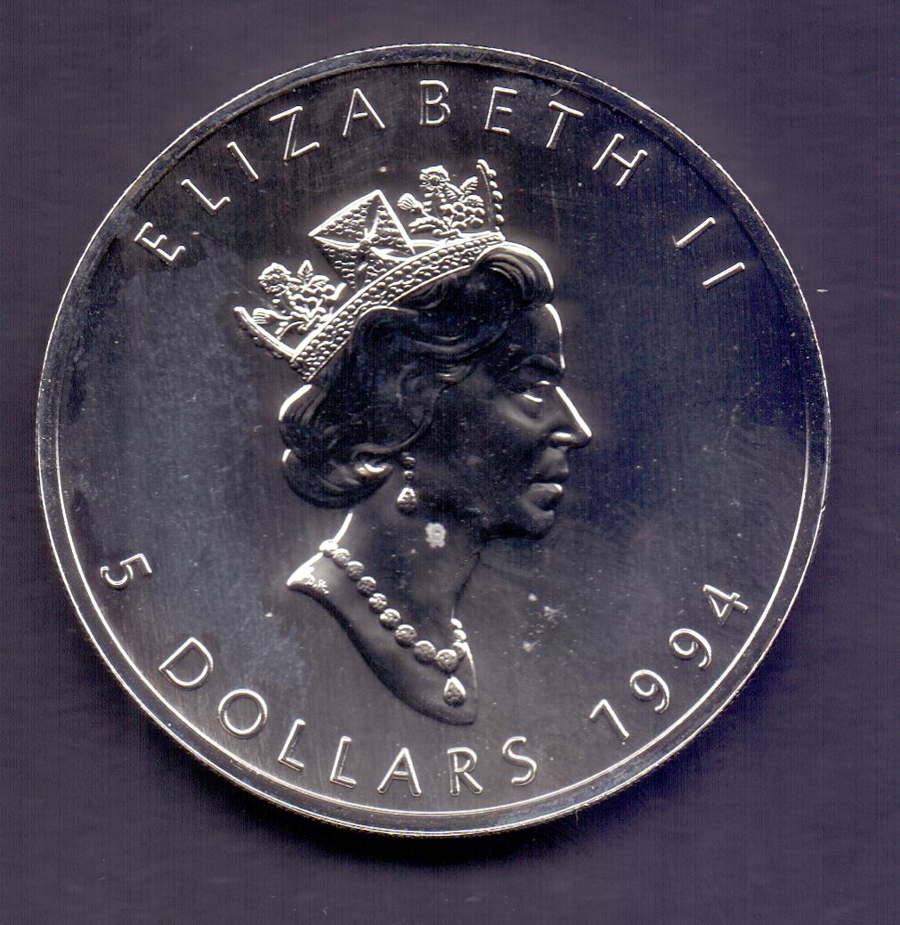 COINS : CANADA 1994 $5 Maple Leaf 1oz fi