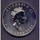 COINS : CANADA 1994 $5 Maple Leaf 1oz fi