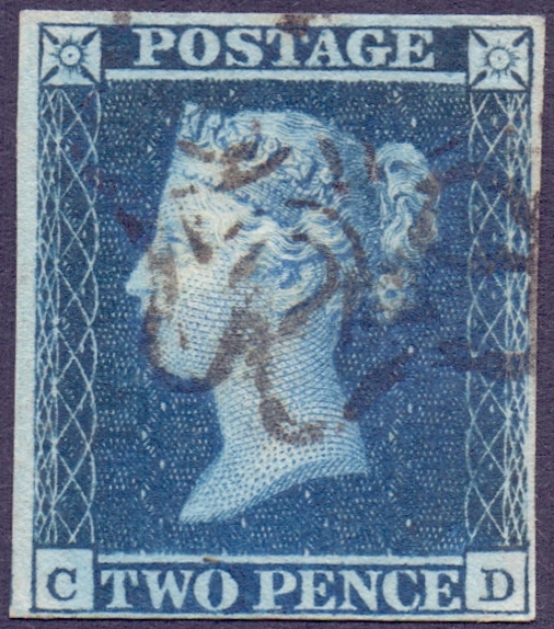 GREAT BRITAIN STAMPS : 1841 2d Blue (CD)