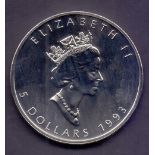 COINS : CANADA 1993 $5 Maple Leaf 1oz fi