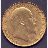 COINS : 1907 EDVII Gold Sovereign in goo