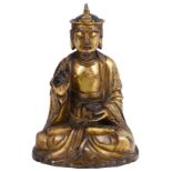 A CHINESE GILT-BRONZE FIGURE OF AVALOKITESVARA, MING DYNASTY, 17TH CENTURY seated in padmasana