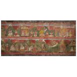 A LONG NARRATIVE SCROLL EXTOLLING EKADASIVRATA, NEPAL, SECOND HALF 18TH CENTURY pigment on cloth, of