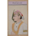 A PORTRAIT OF A PRINCE, KISHANGARH, RAJASTHAN, INDIA, FIRST HALF 19TH CENTURY gouache with gold on