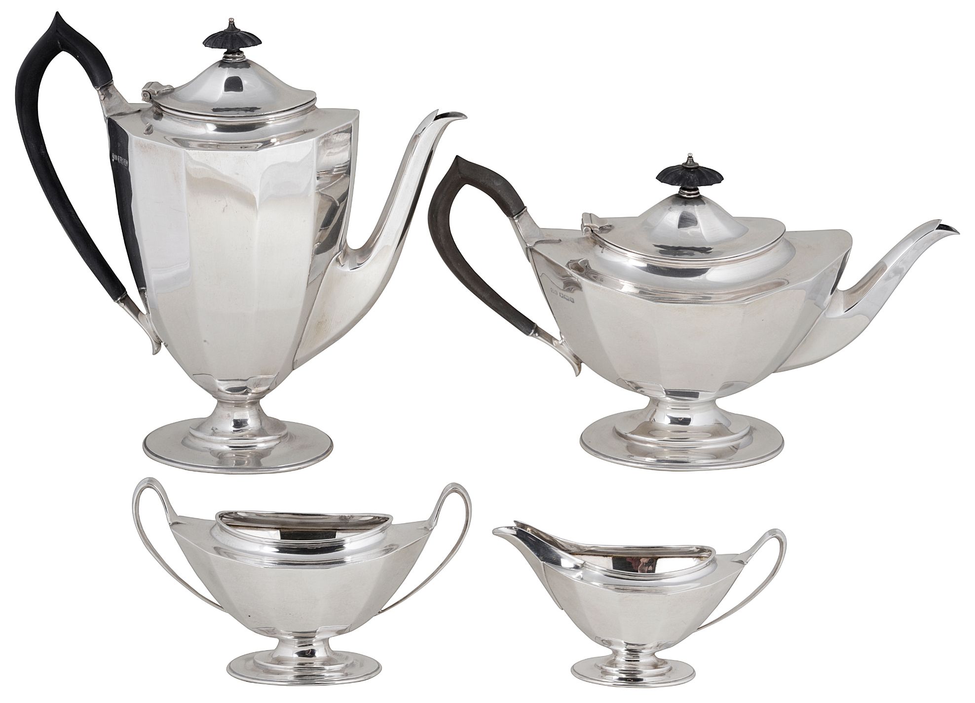 A GEORGE V SILVER FOUR-PIECE TEA AND COFFEE SET, HARRISON BROTHERS & HOWSON, SHEFFIELD, 1928/29 on