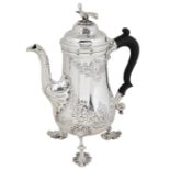 A SCOTTISH SILVER CHOCOLATE POT, MILNE & CAMPBELL, GLASGOW, CIRCA 1760 the baluster body on four