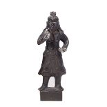 A CHINESE BRONZE FIGURE OF A WARRIOR, MING DYNASTY, 16TH / 17TH CENTURY modelled standing on a