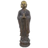 A CHINESE GILT-LACQUERED BRONZE FIGURE OF ANANDA, PROBABLY MING DYNASTY (1368-1644) the luohan