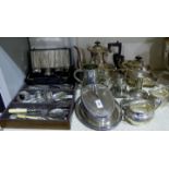 A Georgian style 4 piece tea and coffee service; an EP cheese dish; cutlery; silver plate