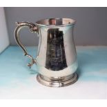 A silver baluster tankard with 'C' scroll handle, inscribed, London 1756, 13 oz.