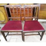 Three Georgian mahogany dining chairs with rail backs and drop in seats
