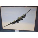 Ivan Berryman: P-38 Lightning, WWII twin engine long range fighter by Lockheed, gouache, signed