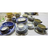 A selection of 19th century and later blue & white dinnerware; etc.
