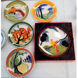 Four Wedgwood limited edition plates with designs after Clarice Cliff, diameter 10"; a similar